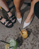 Immaculate Vegan - Bohema Kitten Heels Silver pointy toe pumps