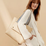 Immaculate Vegan - Stelar Lembata Bamboo Small Shopper Bag | Neutral & Blue Stripe