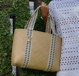 Immaculate Vegan - Stelar Mentawai Handwoven Bamboo Vegan Medium Tote Bag | Natural & Gold