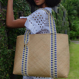 Immaculate Vegan - Stelar Mentawai Handwoven Bamboo Vegan Medium Tote Bag | Natural & Gold