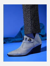 Immaculate Vegan - Prologue Shoes Kenda Silver Glitter Buckle Block Heel Boot (Women)