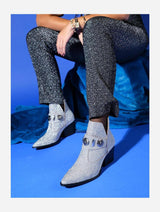 Immaculate Vegan - Prologue Shoes Kenda Silver Glitter Buckle Block Heel Boot (Women)