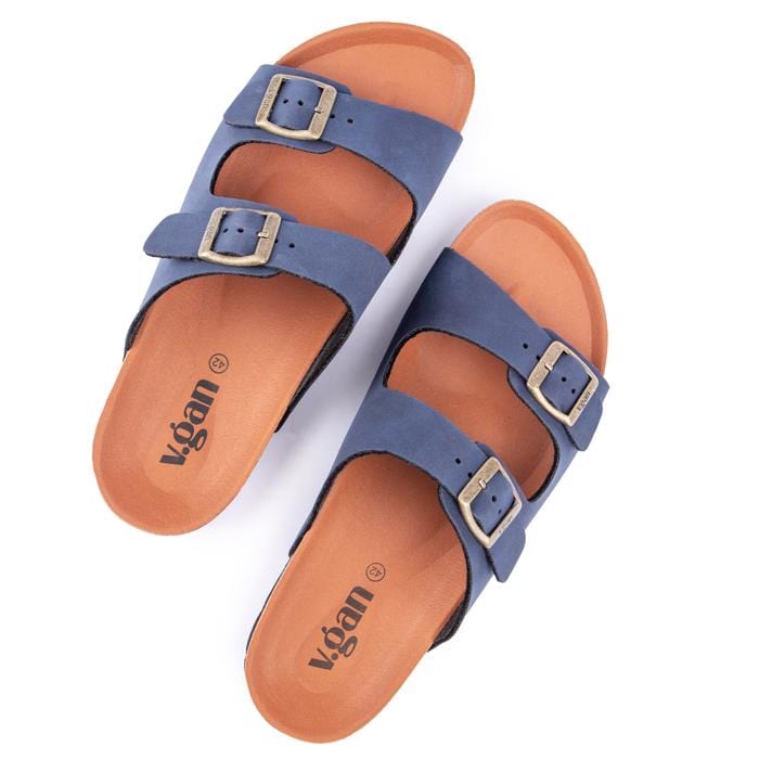 V.GAN Mango Men's Vegan Footbed Sandals | Blue