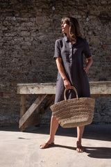 Immaculate Vegan - BIBICO Alexa Women's Linen Shirt Dress | Grey Linen