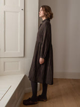 Immaculate Vegan - BIBICO Bea Women's Cotton Shirt Dress | Black Striped