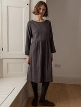 Immaculate Vegan - BIBICO Orla Women's Cotton Day Dress | Black & Grey Pinstripe