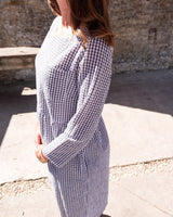 Immaculate Vegan - BIBICO Orla Women's Cotton Checked Day Dress | Dove Grey Gingham