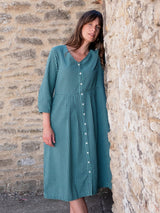 Immaculate Vegan - BIBICO Jane Women's Cotton Midi Dress | Duck Egg Gingham