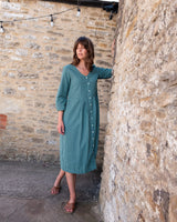 Immaculate Vegan - BIBICO Jane Women's Cotton Midi Dress | Duck Egg Gingham