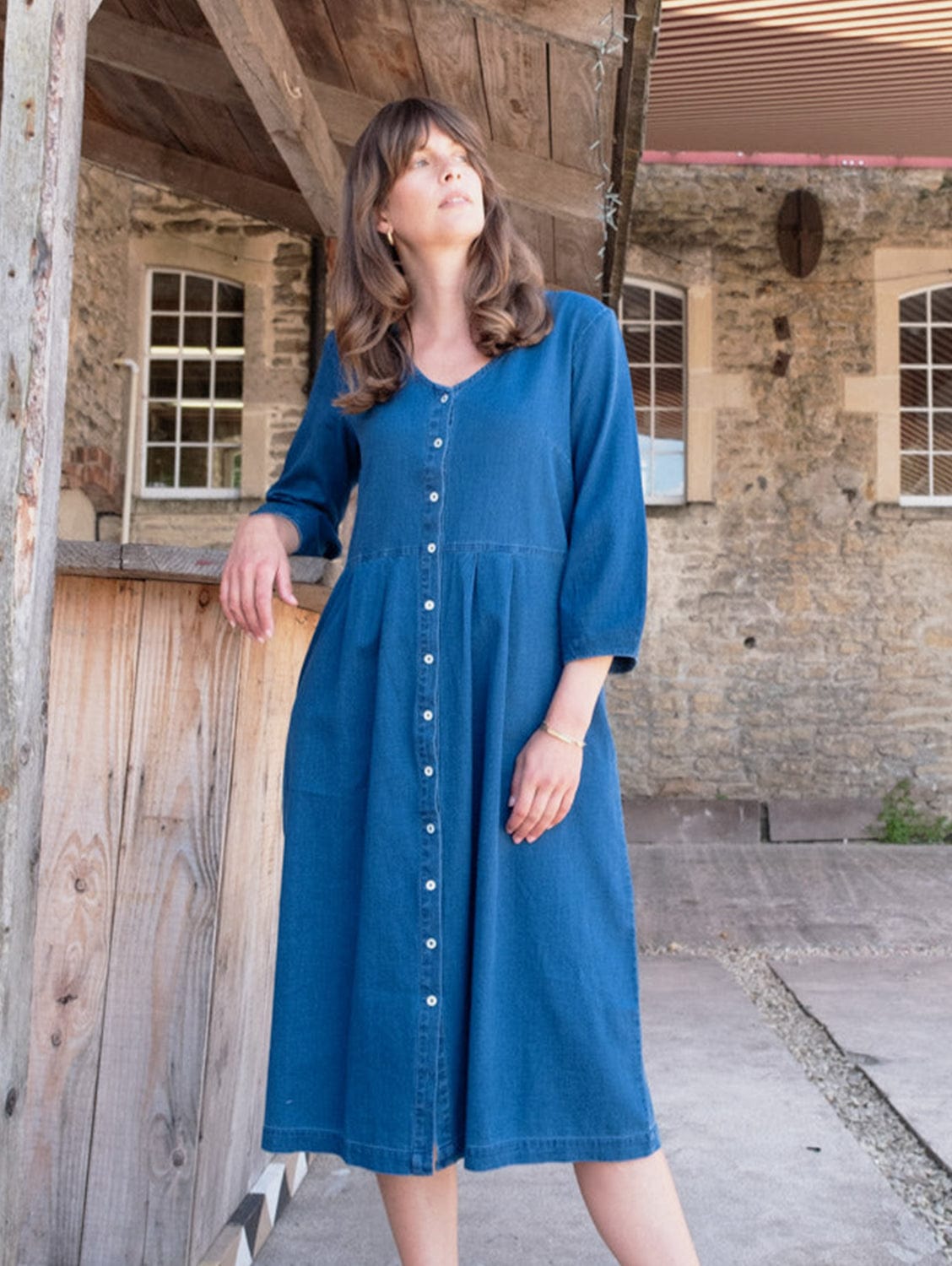 midi dress jeans wanita Jane Women's Cotton Midi Dress
