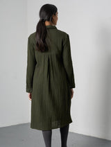 Immaculate Vegan - BIBICO Alexa Women's Cotton Shirt Dress | Olive Green & Black Gingham