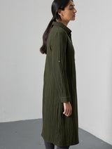 Immaculate Vegan - BIBICO Alexa Women's Cotton Shirt Dress | Olive Green & Black Gingham