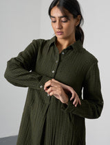 Immaculate Vegan - BIBICO Alexa Women's Cotton Shirt Dress | Olive Green & Black Gingham