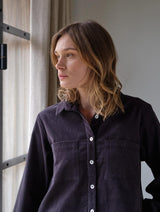 Immaculate Vegan - BIBICO Ada Women's Cropped Cotton Corduroy Blouse | Dove Grey