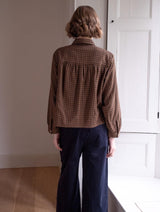 Immaculate Vegan - BIBICO Ada Women's Cropped Cotton Blouse | Black & Brown Gingham