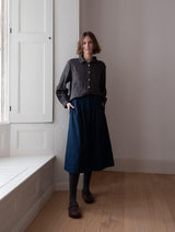 Immaculate Vegan - BIBICO Ada Women's Cropped Cotton Blouse | Black & Grey Pinstripe