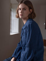 Immaculate Vegan - BIBICO Jolene Women's Cotton Casual Shirt | Petrol Blue & Black Gingham