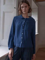 Immaculate Vegan - BIBICO Jolene Women's Cotton Casual Shirt | Petrol Blue & Black Gingham