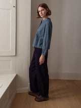 Immaculate Vegan - BIBICO Lorren Women's Barrel Leg Cotton Corduroy Trousers | Navy