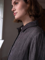 Immaculate Vegan - BIBICO Hanna Women's Cotton Bib Shirt | Black & Grey Pinstripe