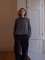 Immaculate Vegan - BIBICO Hanna Women's Cotton Bib Shirt | Black & Grey Pinstripe