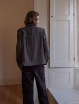 Immaculate Vegan - BIBICO Hanna Women's Cotton Bib Shirt | Black & Grey Pinstripe