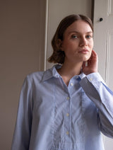 Immaculate Vegan - BIBICO Hanna Women's Cotton Bib Shirt | Light Blue Pinstripe