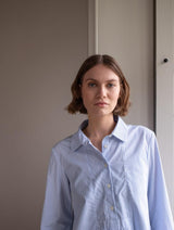 Immaculate Vegan - BIBICO Hanna Women's Cotton Bib Shirt | Light Blue Pinstripe