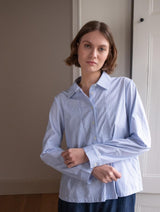 Immaculate Vegan - BIBICO Hanna Women's Cotton Bib Shirt | Light Blue Pinstripe