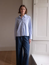 Immaculate Vegan - BIBICO Hanna Women's Cotton Bib Shirt | Light Blue Pinstripe