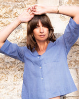 Immaculate Vegan - BIBICO Gina Women's Cotton Casual Shirt | Little Blue Check