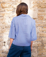 Immaculate Vegan - BIBICO Gina Women's Cotton Casual Shirt | Little Blue Check