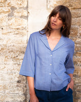Immaculate Vegan - BIBICO Gina Women's Cotton Casual Shirt | Little Blue Check