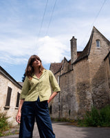 Immaculate Vegan - BIBICO Gina Women's Cotton & Linen Casual Shirt | Avocado Stripe