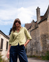 Immaculate Vegan - BIBICO Gina Women's Cotton & Linen Casual Shirt | Avocado Stripe