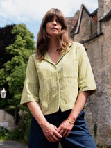 Immaculate Vegan - BIBICO Gina Women's Cotton & Linen Casual Shirt | Avocado Stripe