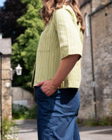 Immaculate Vegan - BIBICO Gina Women's Cotton & Linen Casual Shirt | Avocado Stripe