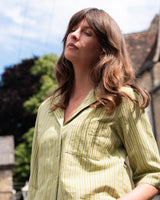 Immaculate Vegan - BIBICO Gina Women's Cotton & Linen Casual Shirt | Avocado Stripe