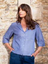 Immaculate Vegan - BIBICO Gina Women's Cotton Casual Shirt | Little Blue Check