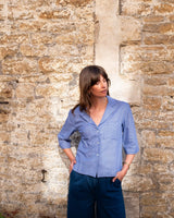 Immaculate Vegan - BIBICO Gina Women's Cotton Casual Shirt | Little Blue Check
