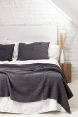 Immaculate Vegan - AmourLinen Linen waffle bed throw in Charcoal 53x81"/135x205cm / Charcoal