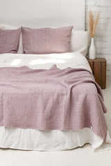 Immaculate Vegan - AmourLinen Linen waffle bed throw in Dusty Rose 53x81"/135x205cm / Dusty Rose