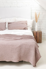 Immaculate Vegan - AmourLinen Linen waffle bed throw in Rosy Brown 53x81"/135x205cm / Rosy Brown