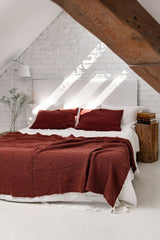 Immaculate Vegan - AmourLinen Linen waffle bed throw in Terracotta 53x81"/135x205cm / Terracotta