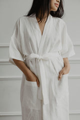 Immaculate Vegan - AmourLinen Linen bathrobe Midnight
