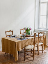 Immaculate Vegan - AmourLinen Linen tablecloth in Mustard Round 79"/200 cm / Mustard