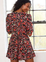 Immaculate Vegan - Baukjen Cosette V-Neck LENZING™ ECOVERO™ Floral Mini Dress | Black Como Print