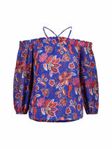 Immaculate Vegan - Baukjen Jayla Floral Print LENZING™ ECOVERO™ Off-The-Shoulder Top | Blue Verona