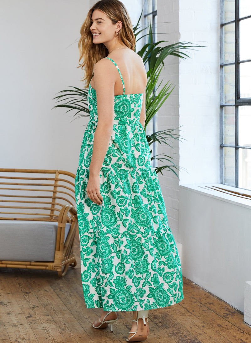 Baukjen Montserrat Florence Print Organic Cotton Maxi Dress | Green