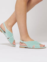 Immaculate Vegan - BLOOM Cotton Velvet Vegan Crossover Slingback Sandals | Giada Blue